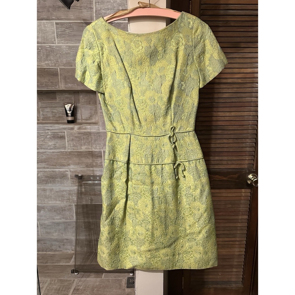 Vintage 50's 60s L'AIGLON Green Patterned Dress - Size 10